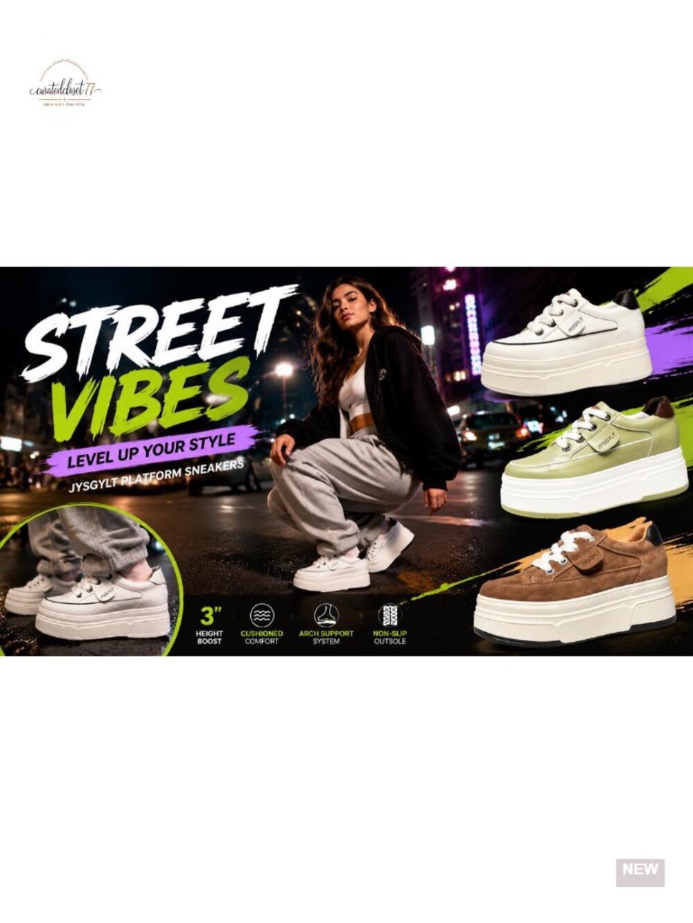 Women's Chunky Platform Sneakers Cushioned Lace Up Casual Walking Shoes - Picture 6 of 6